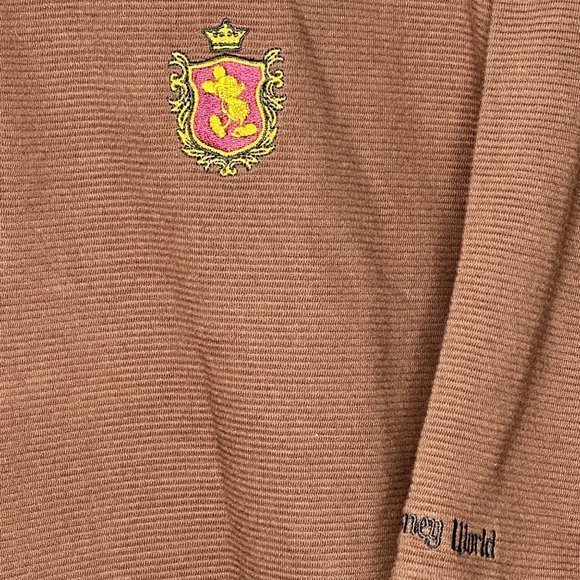 Walt Disney World Men's Brown Ribbed Polo Mickey Mouse Embroidered Size XL‎ - Picture 5 of 7